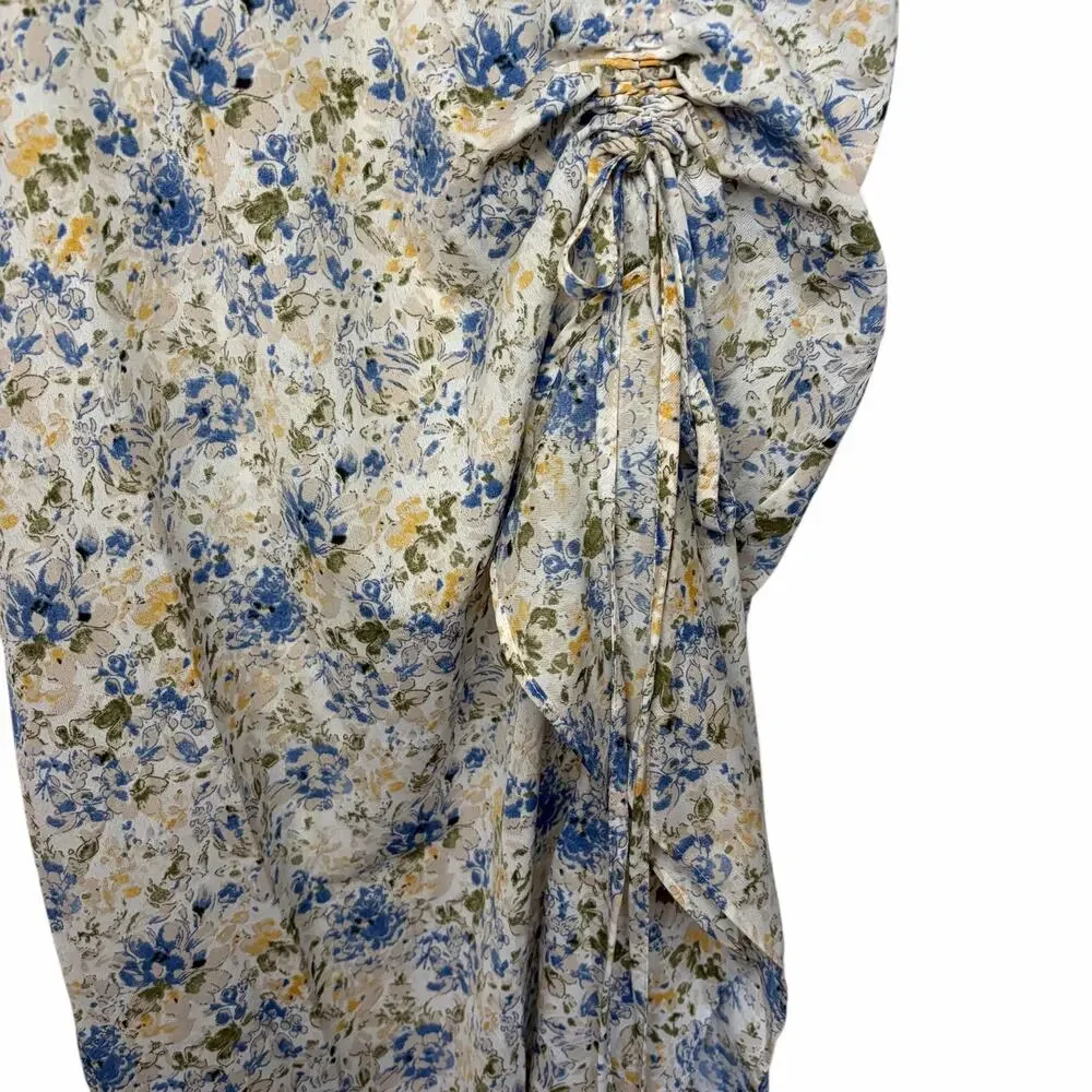 En Saison Floral Midi Slip Dress M White Feminine Bridal Ruched Romantic NWT - Picture 4 of 10